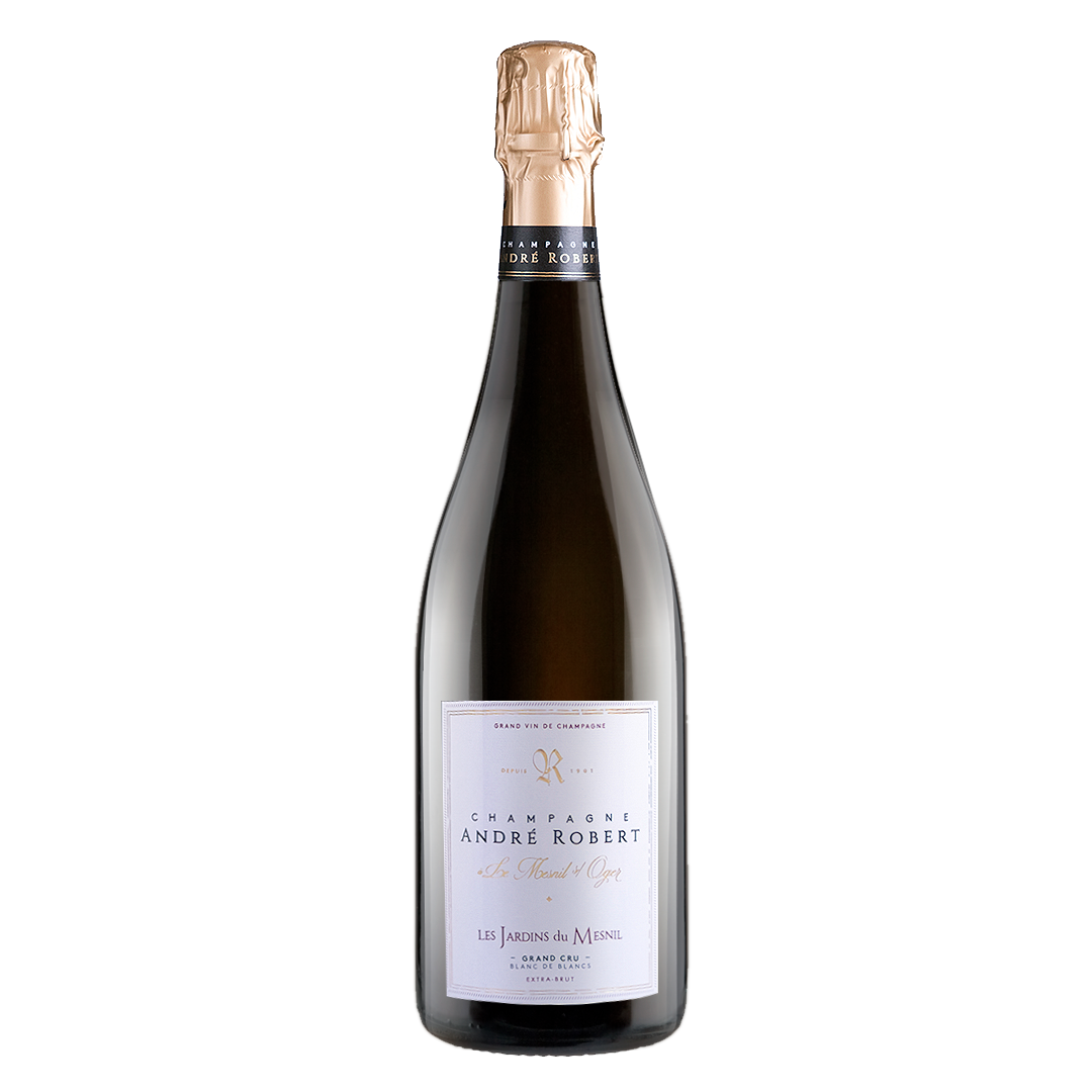 Champagne Les Jardins du Mesnil Extra Brut 100% Chardonnay de André Robert. Procedente de la Côte des Blancs.