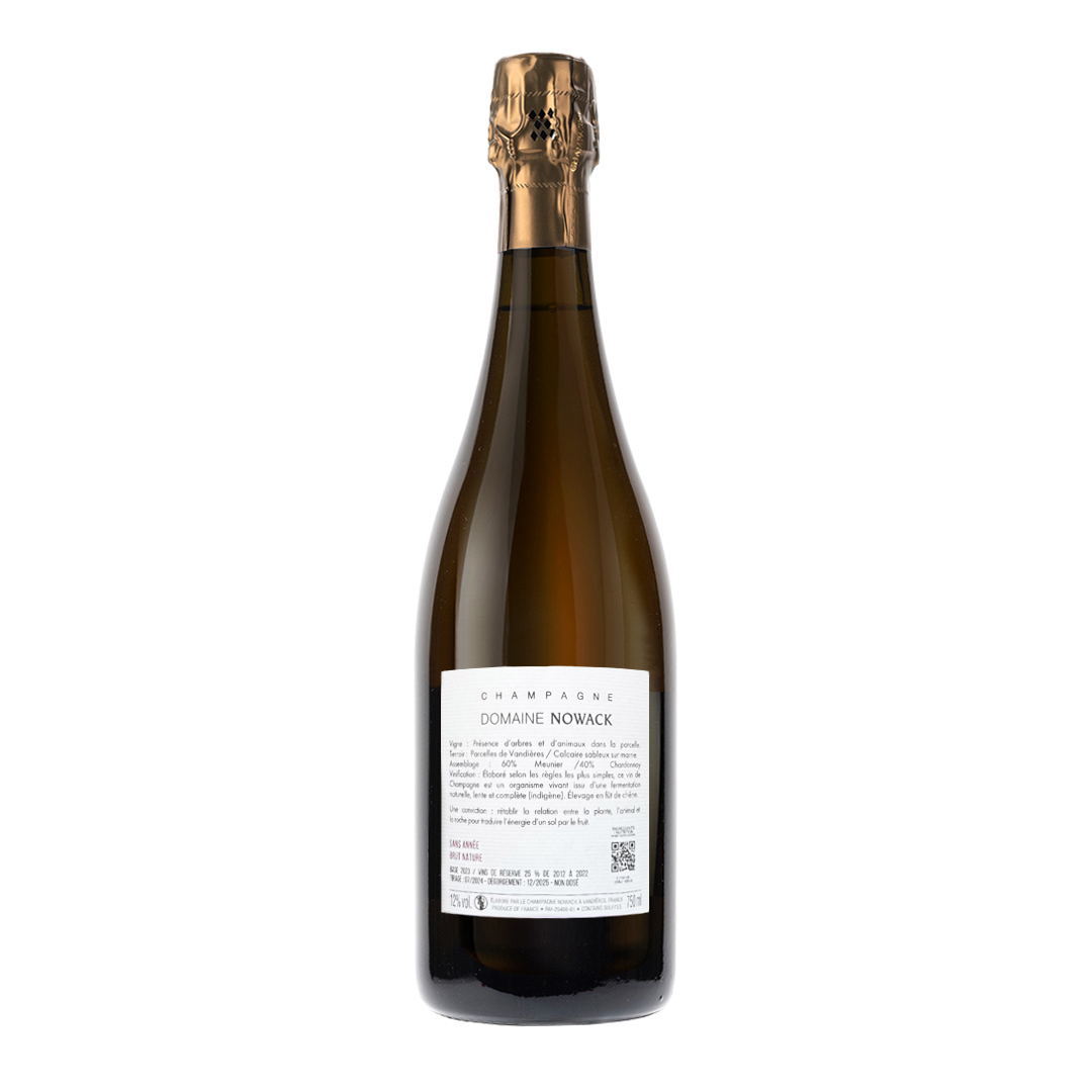 Champagne Sans Anée Brut Nature Assemblage de Flavien Nowack. Procedente del Vallée de la Marne.
