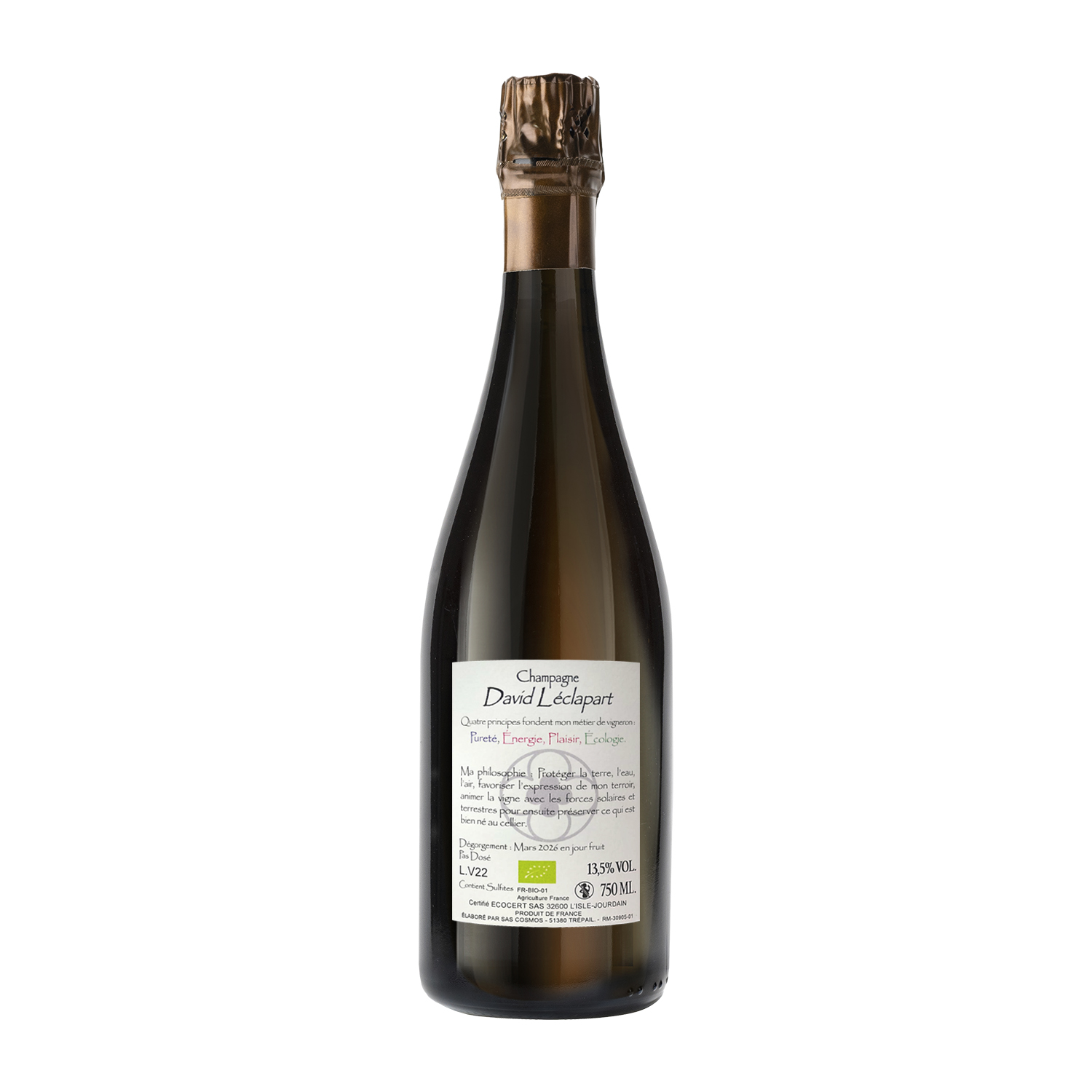 Champagne L'Astre Brut Nature 2022 de David Leclapart. Procedente de la Montagne de Reims.